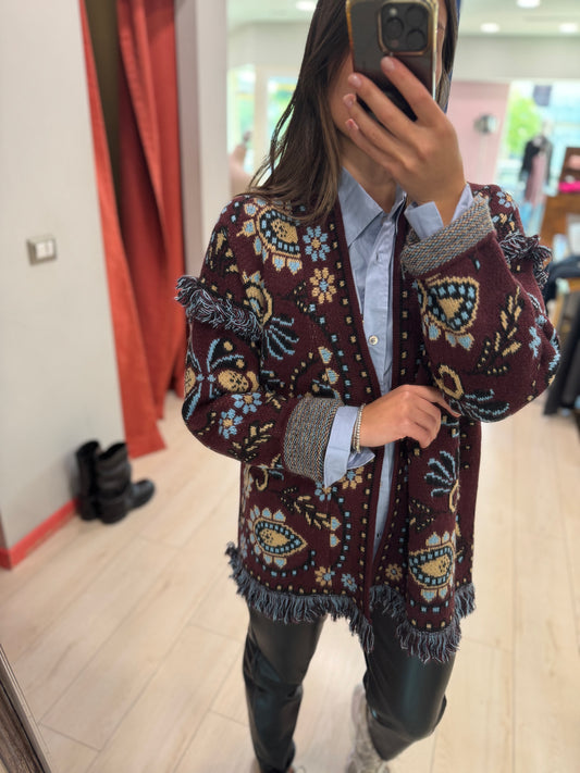 CARDIGAN BORDO FANTASIA TENSIONE IN
