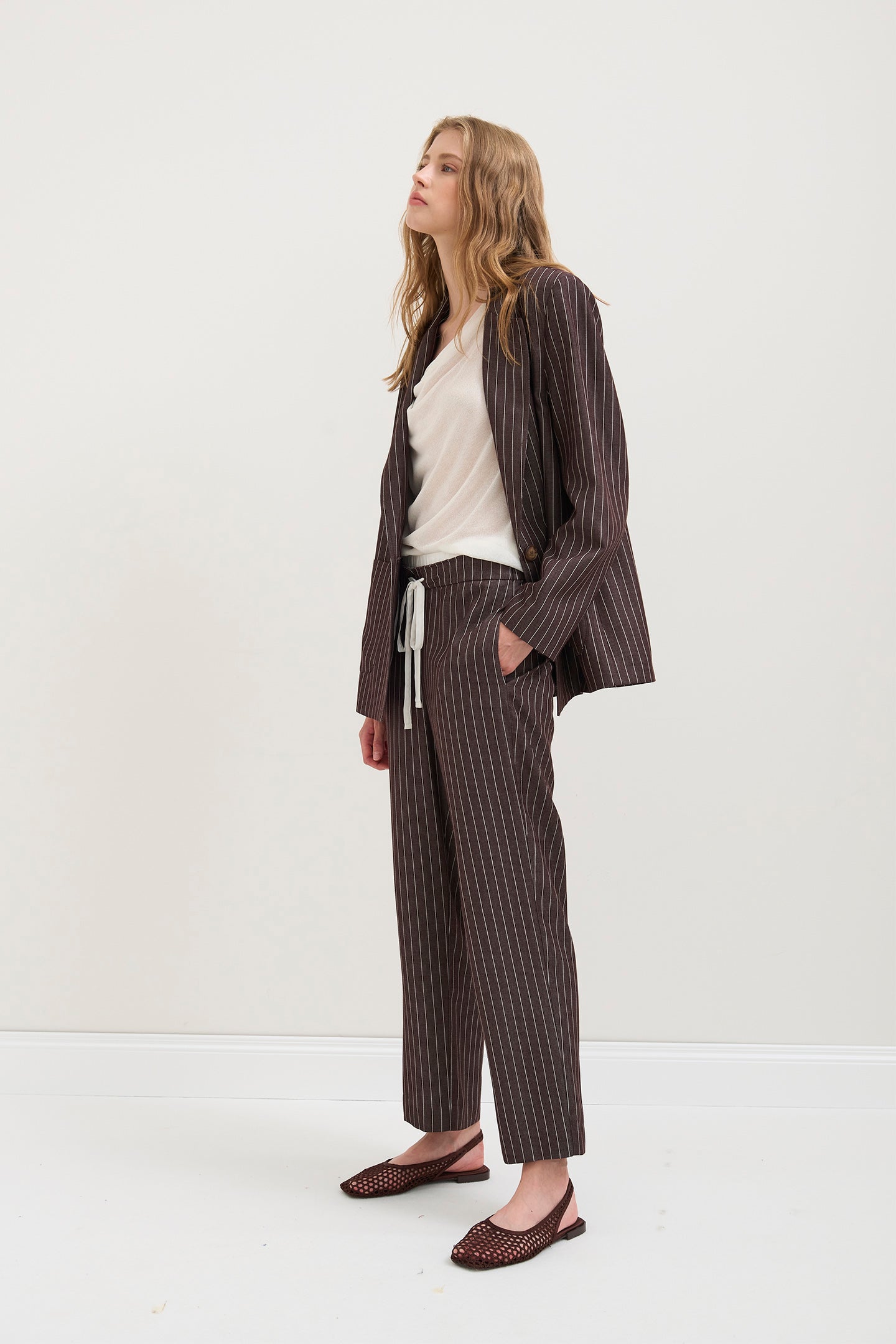 PANTALONI DRITTI MOTIVO GESSATO SOALLURE