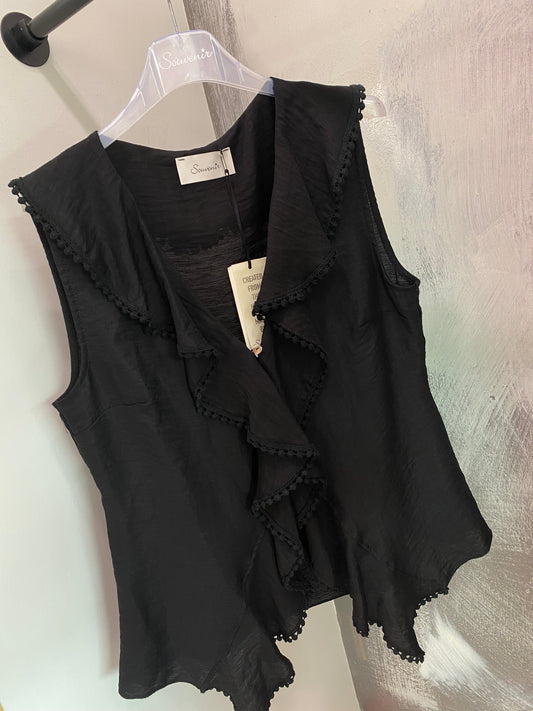 TOP NERO CON ROUCHES SOUVENIR