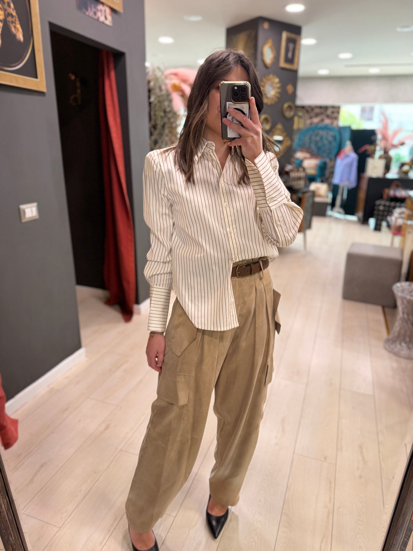 CAMICIA GESSATA MARRONE TENSIONEIN
