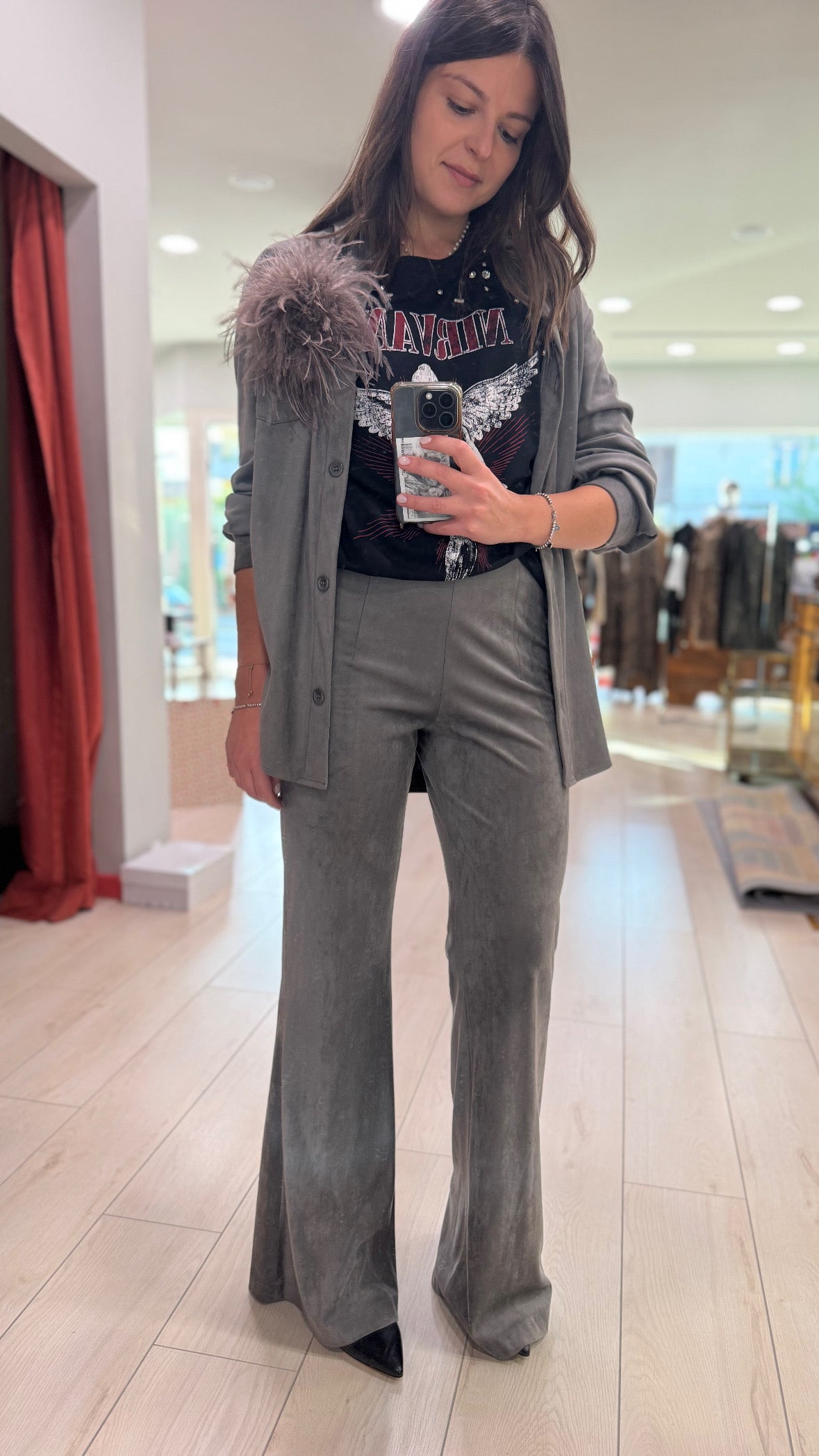 PANTALONE FLAIRE IN ECOCAMOSCIO SOALLURE