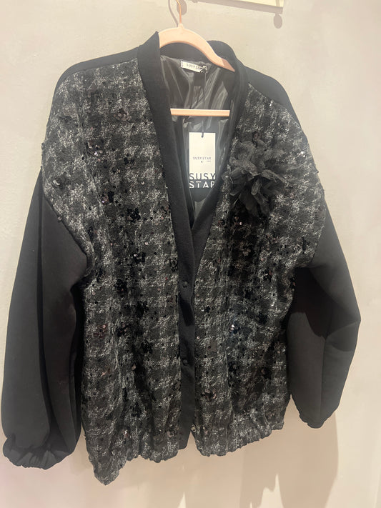 BOMBER IN TESSUTO CHANEL CON MANICHE IN FELPA SUSYSTAR