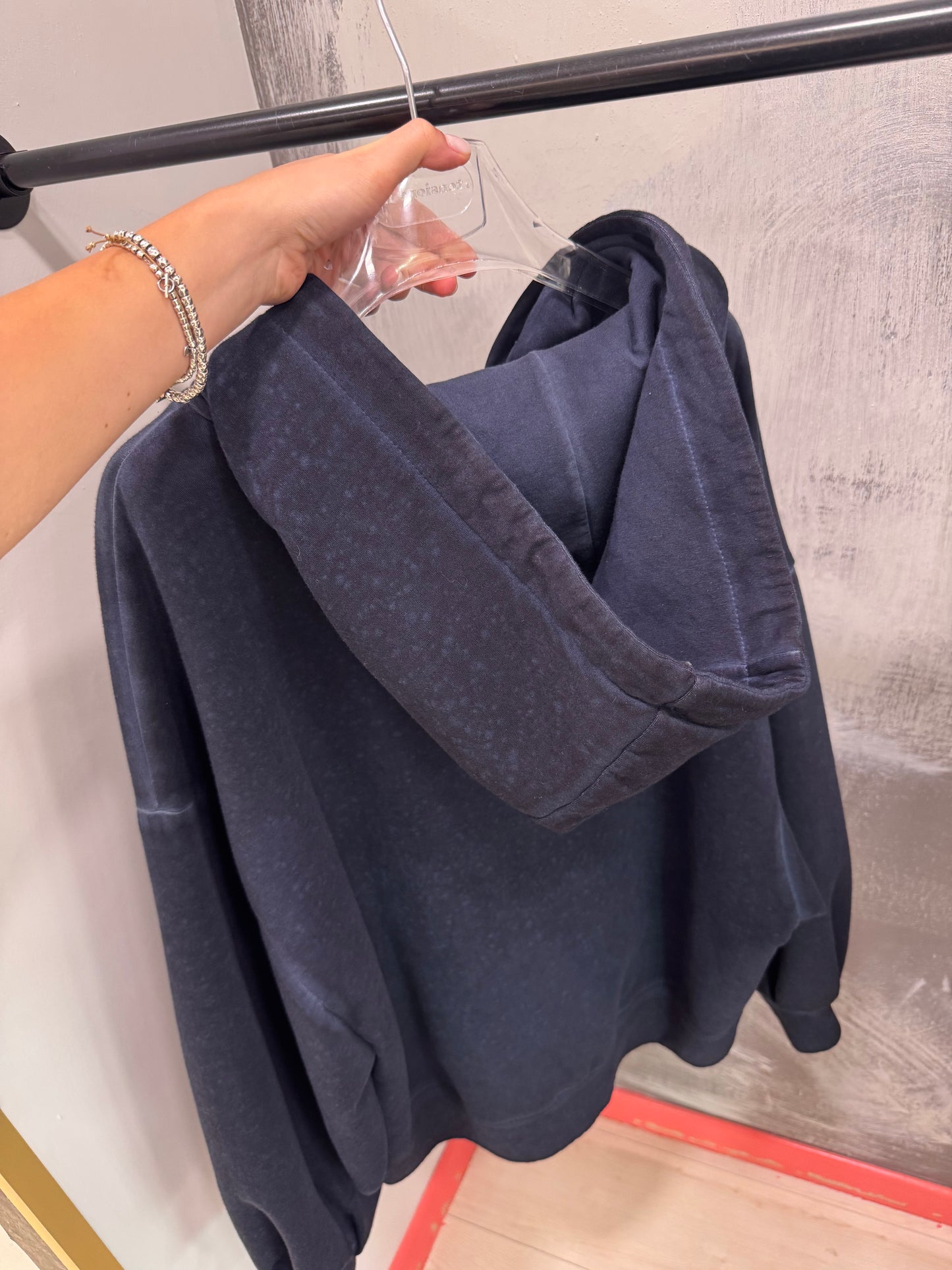 FELPA ZIP CAPPUCCIO BLU TENZIONE IN