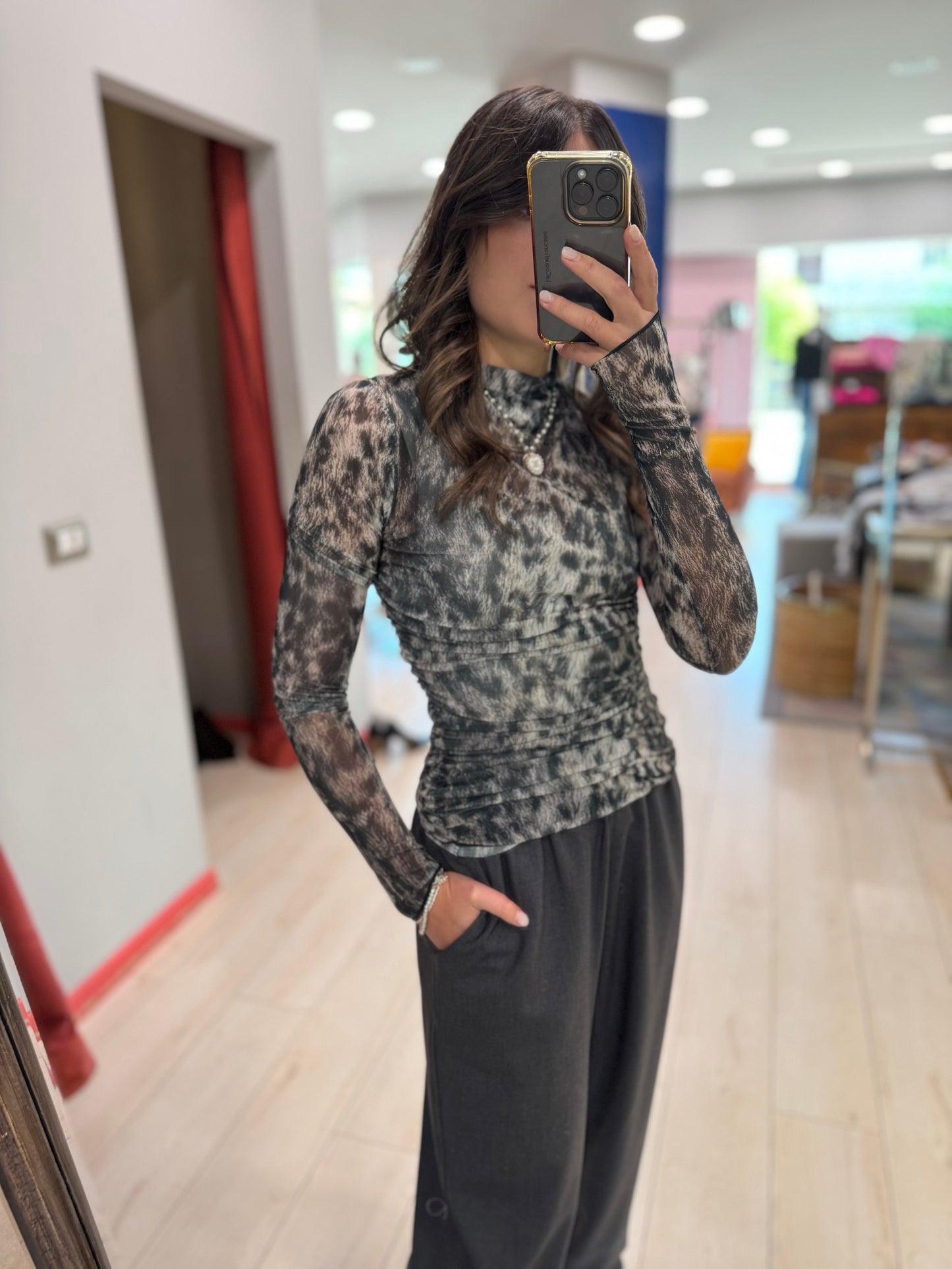 TOP MANICA LUNGA ANIMALIER ANIYE BY