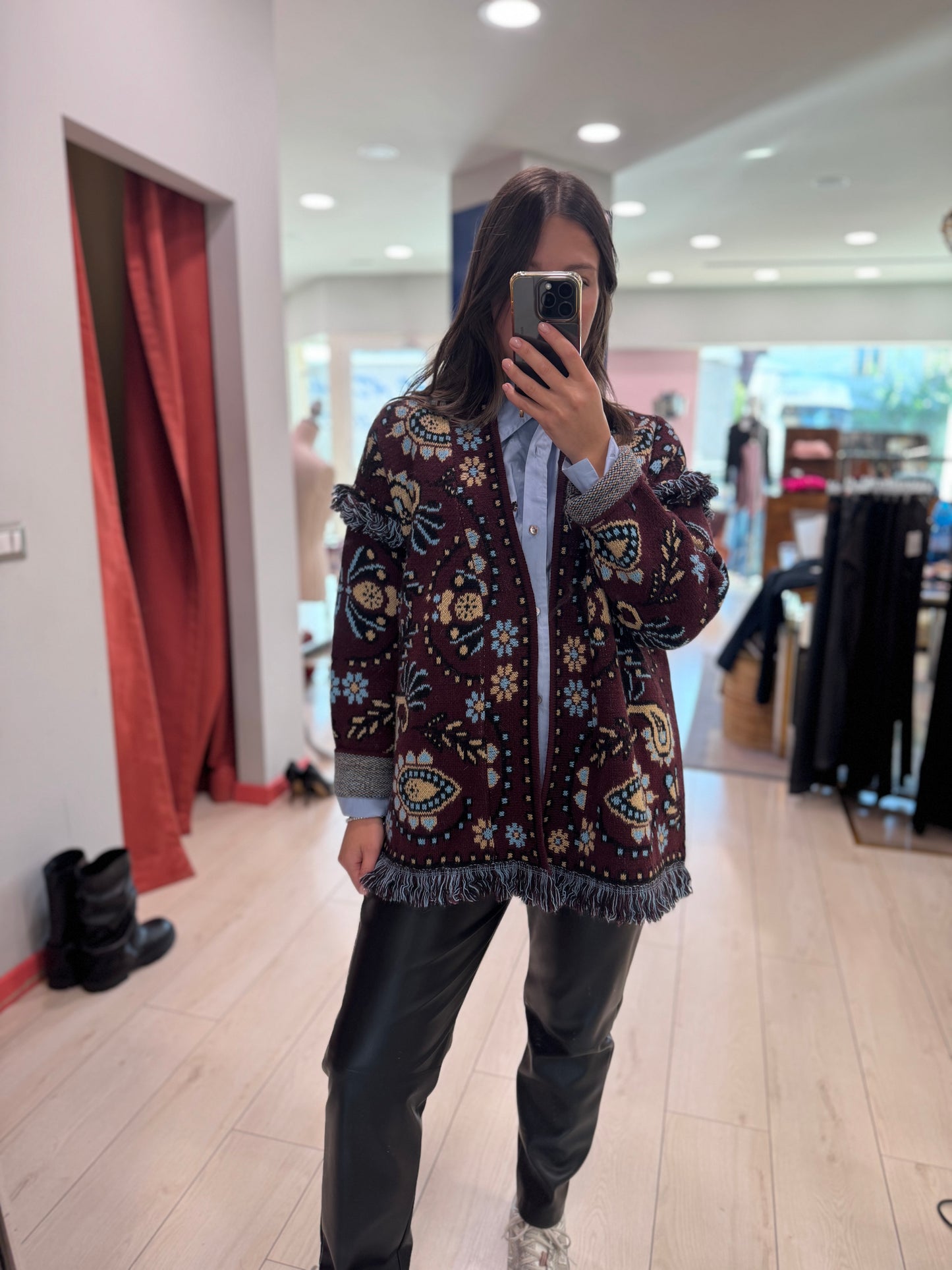 CARDIGAN BORDO FANTASIA TENSIONE IN
