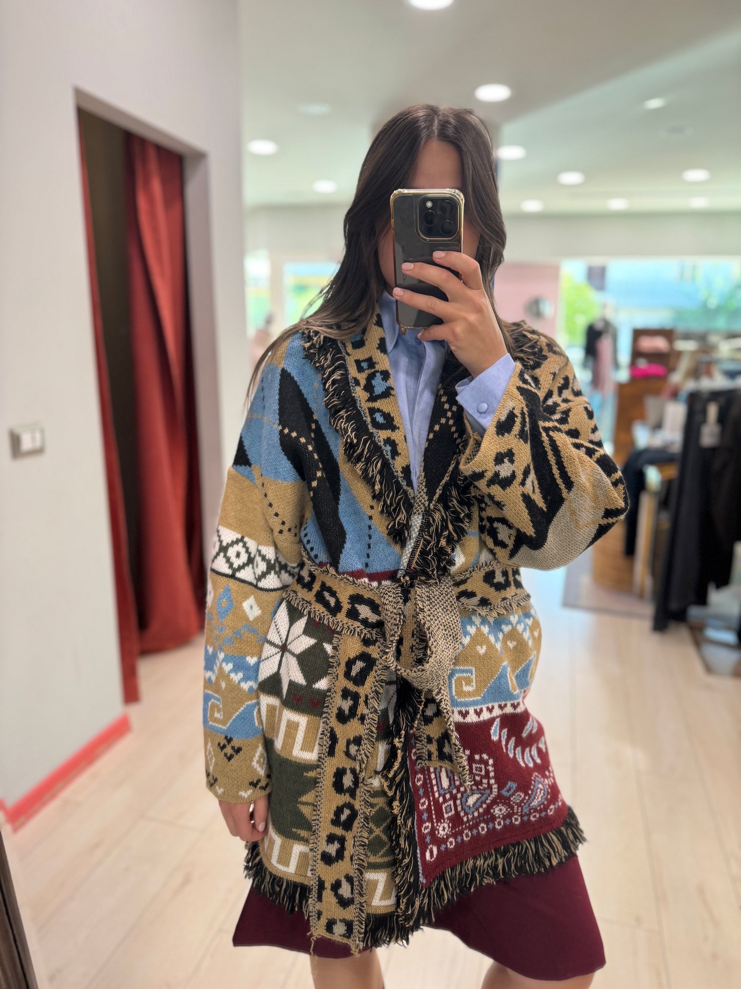 CARDIGAN FANTASIA CON CINTURA TENSIONE IN