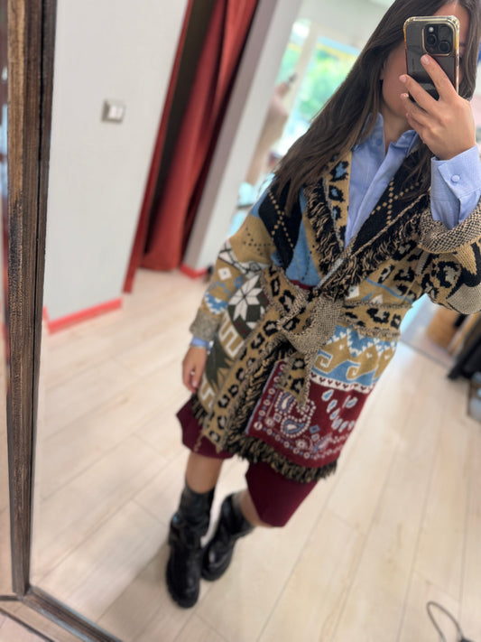 CARDIGAN FANTASIA CON CINTURA TENSIONE IN
