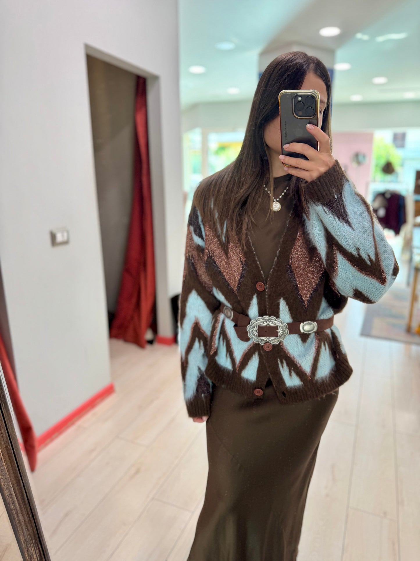 CARDIGAN JACQUARD TENSIONE IN