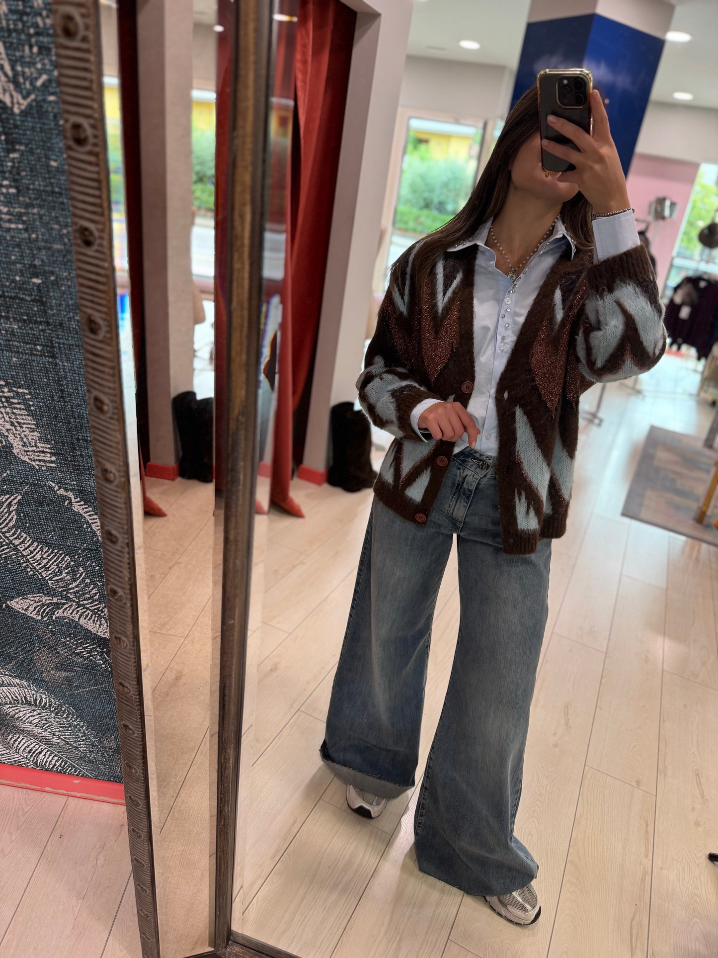 CARDIGAN JACQUARD TENSIONE IN