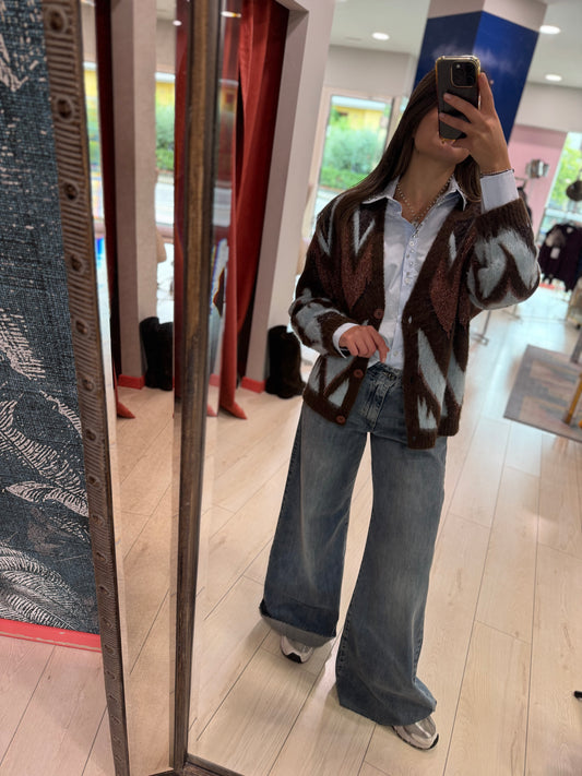 CARDIGAN JACQUARD TENSIONE IN