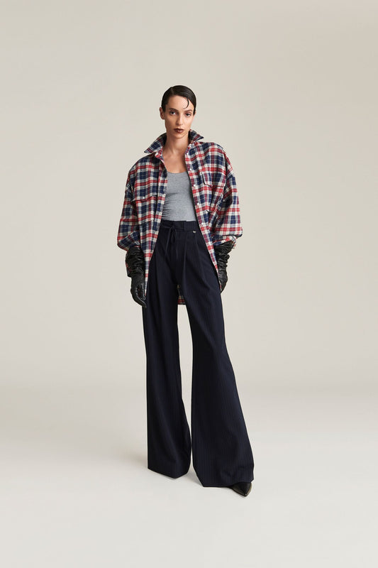 PANTALONE GESSATO BLU ANIYEBY