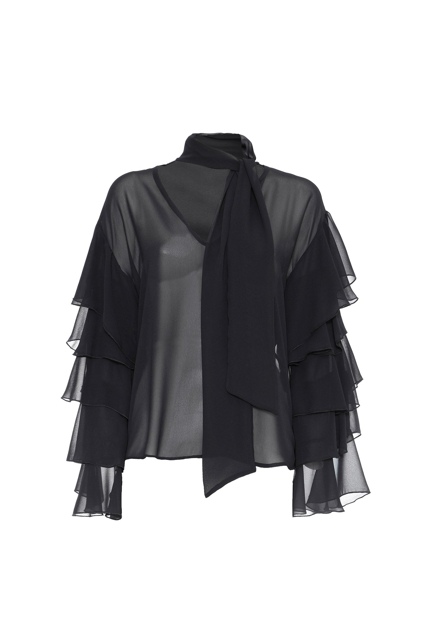 BLUSA IN CHIFFON A BALZE SOALLURE