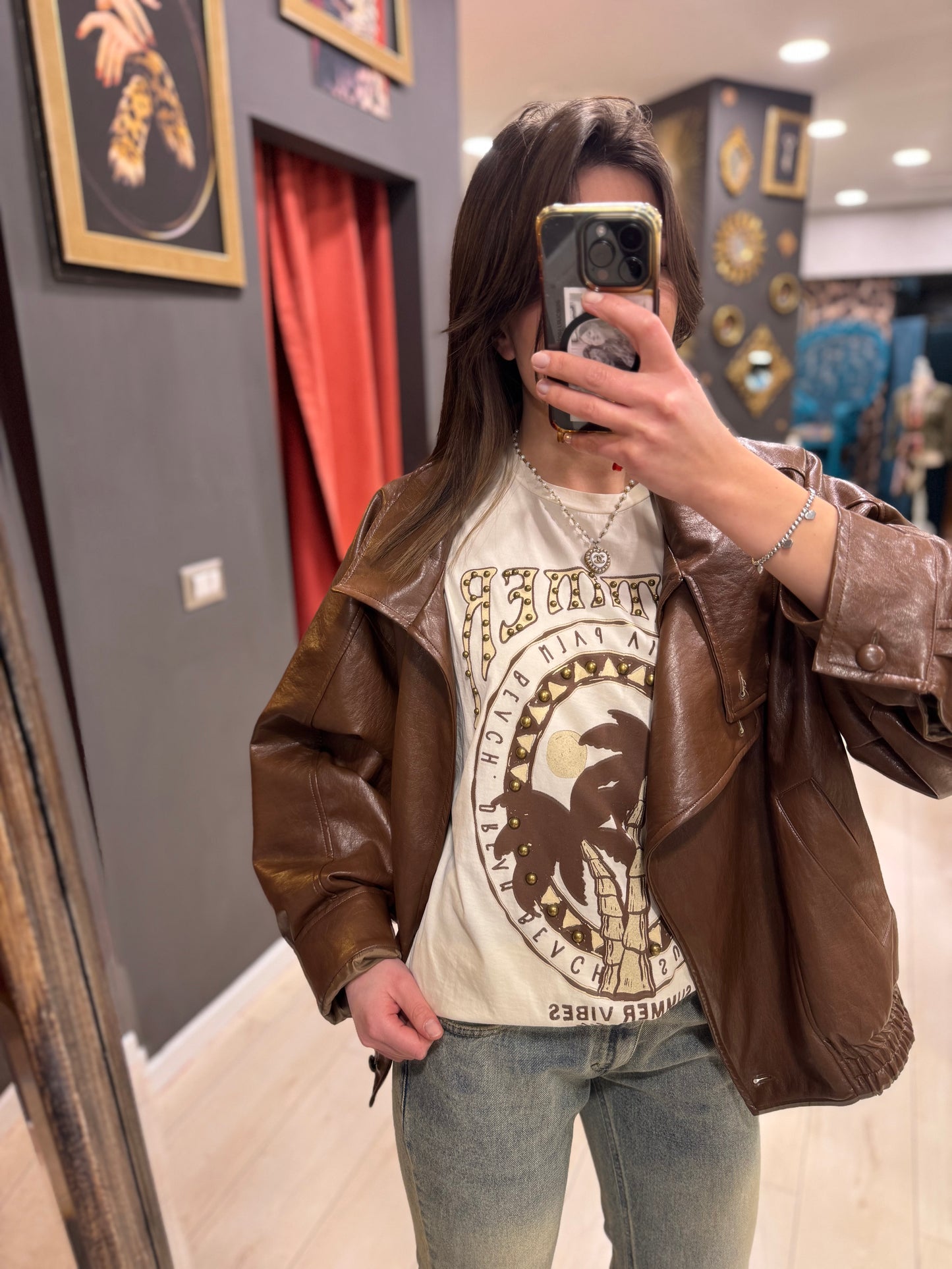 BOMBER ECOPELLE CUOIO DONTWAIT