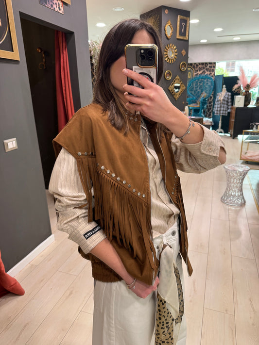 GILET SCAMOSCIATO CON FRANGE PHILIALOFT