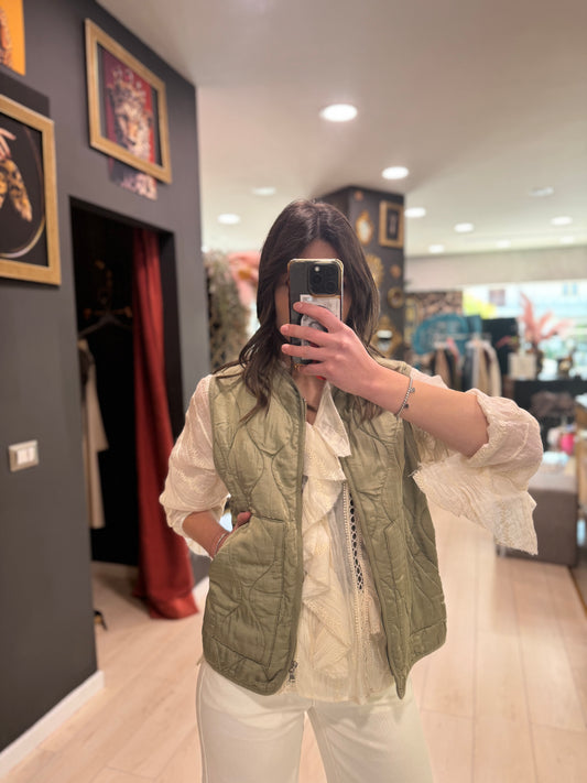 GILET TRAPUNTATO VERDE SALVIA DIXIE