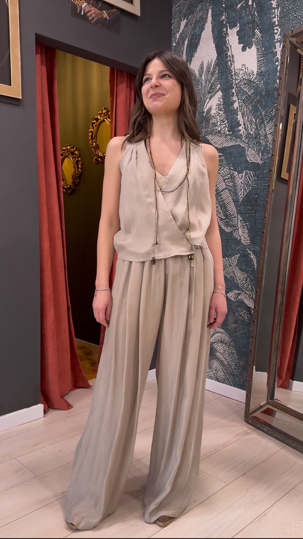 PANTALONE PALAZZO CON ELASTICO SOUVENIR