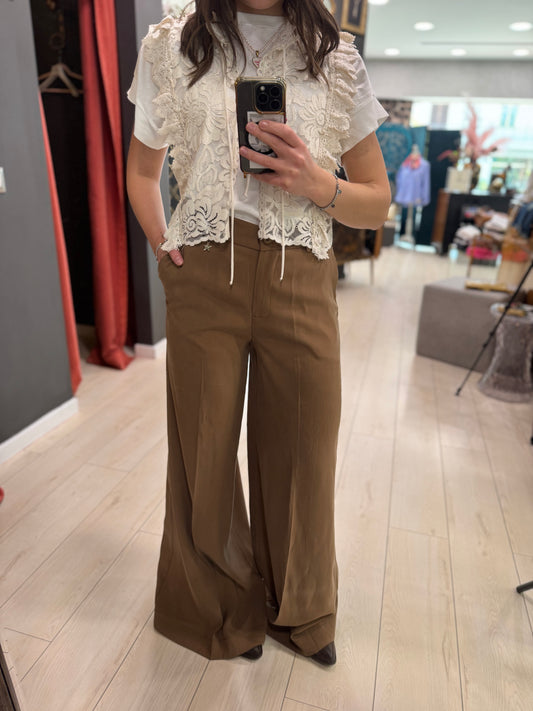 PANTALONE TABACCO PALAZZO SOUVENIR