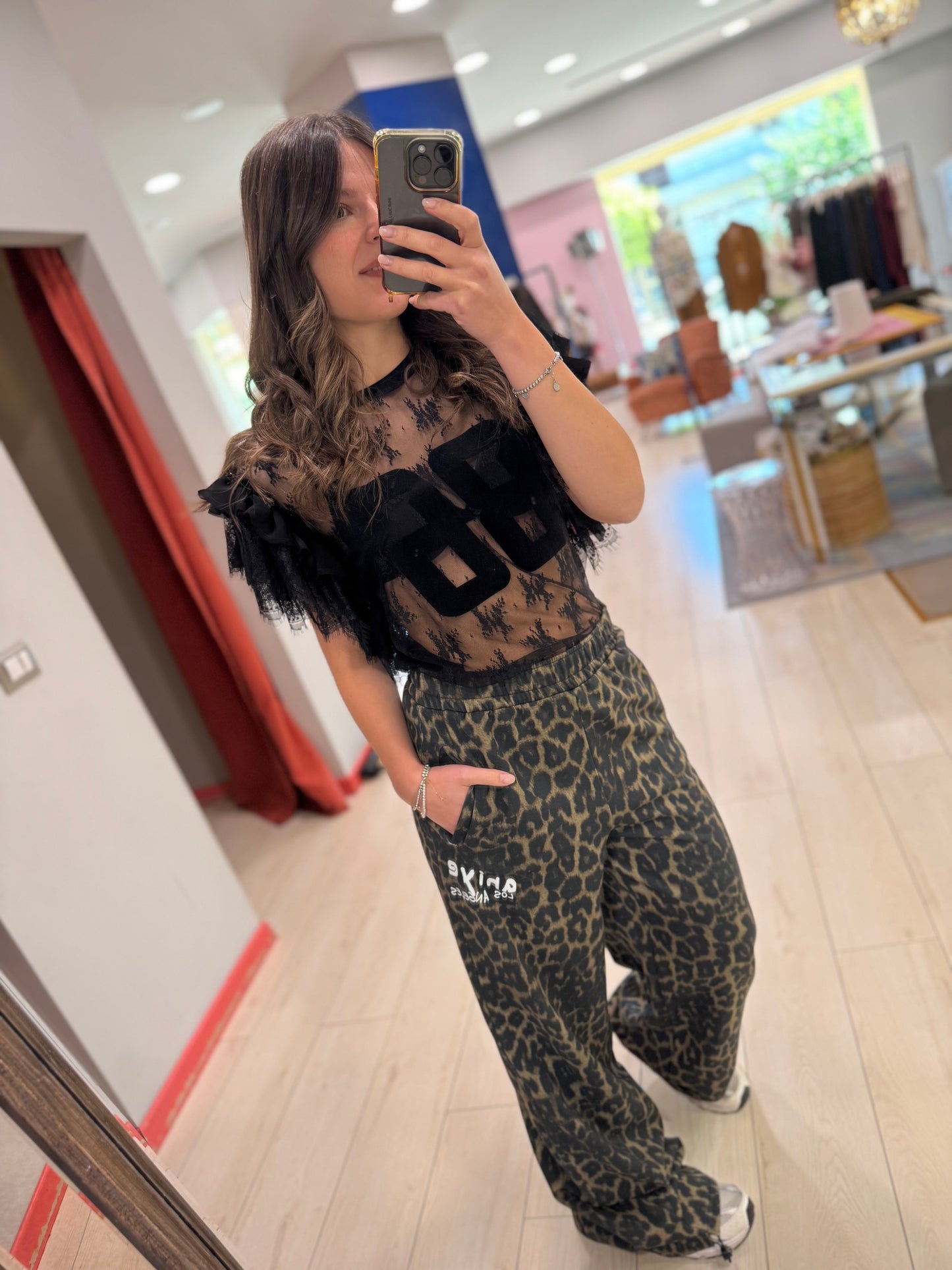 T-SHIRT PIZZO NERO ANIYE BY