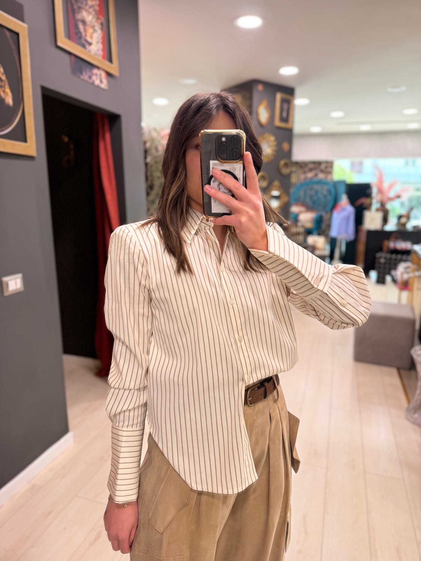 CAMICIA GESSATA MARRONE TENSIONEIN