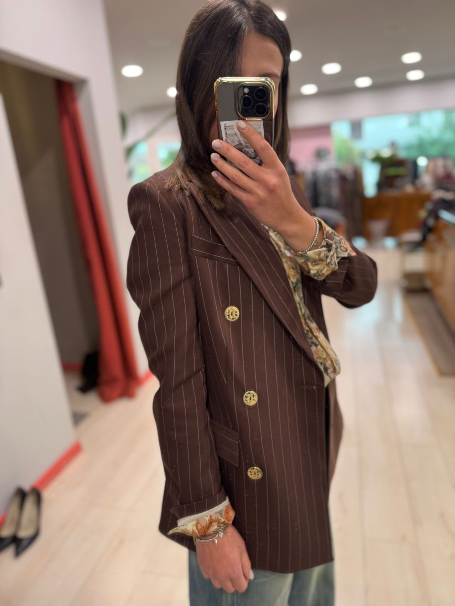 GIACCA GESSATA MARRONE SILENCE