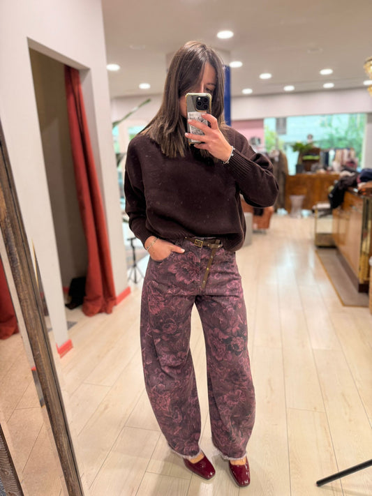 JEANS FIORI BORDO TENSIONE IN